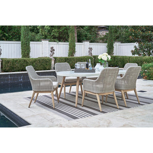 St Barts Open Weave 7-Piece Outdoor Dining Set with oval table and 6 fixed arm chairs — view 1