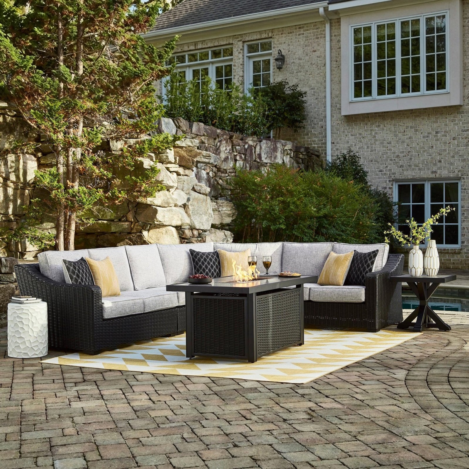 Fire Island Black Outdoor Sectional Set