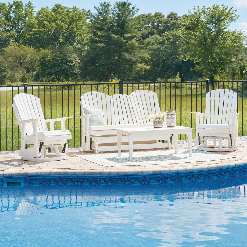 Poly White Outdoor Swivel Glider Seating Set