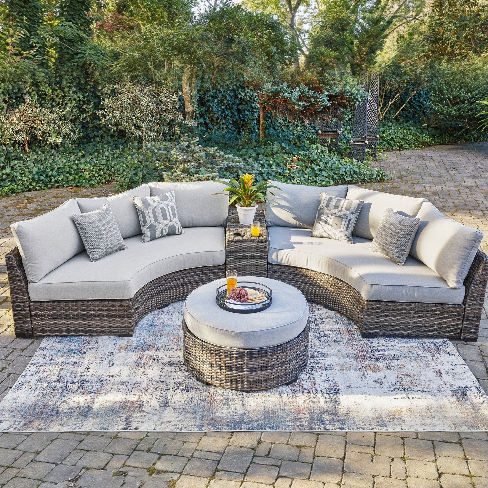 Montauk Curve Half Moon 3pc Sectional Set - With Outdoor High Performance Cushions