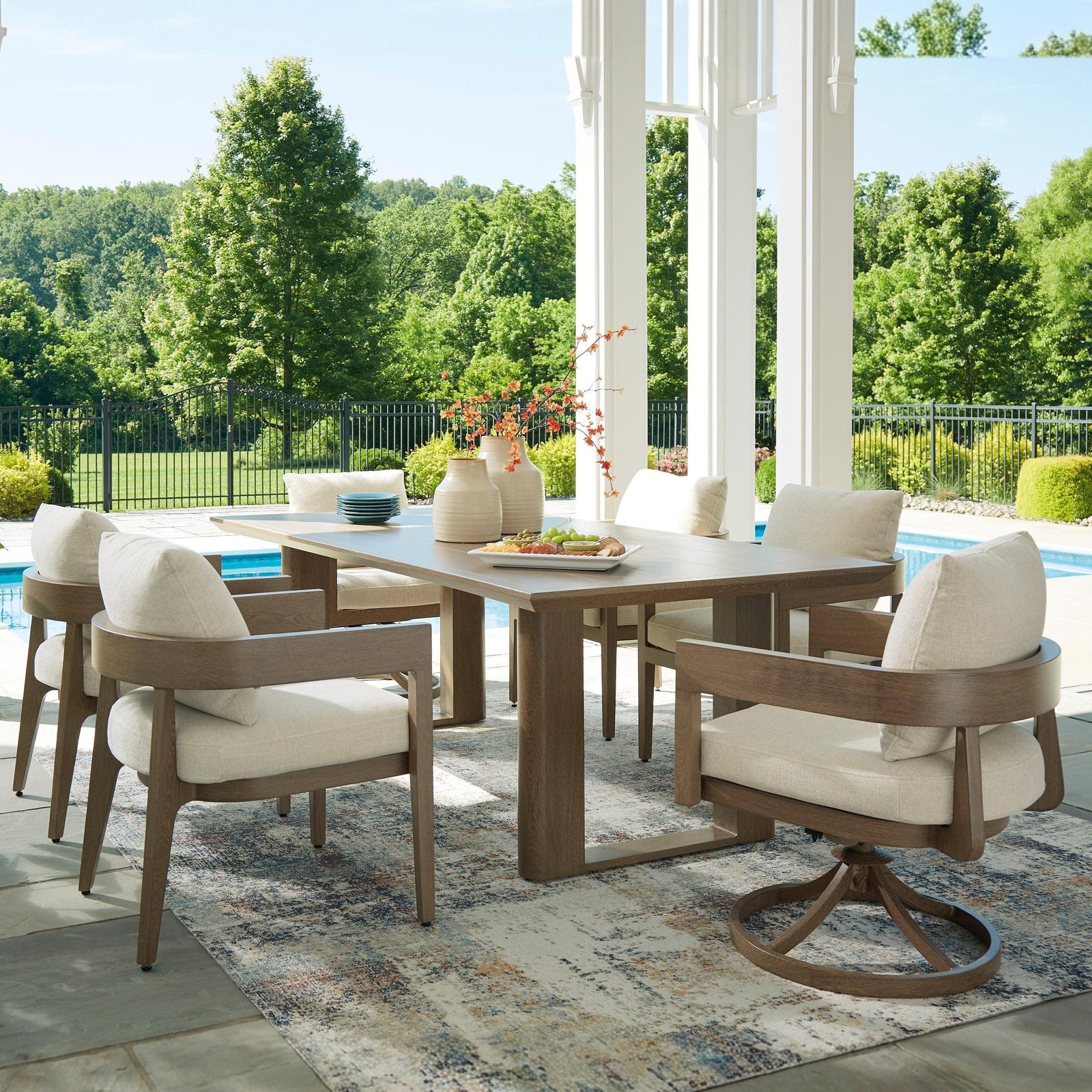 Modern Curve 7-Pc Outdoor Dining Set