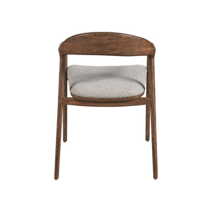 Universal Echo dining arm chair in Medium Brown Oak, back view showing sculpted curved backrest — view 3