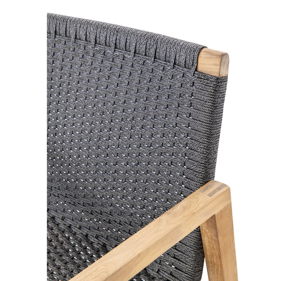 Woven Charcoal &amp; Teak 3-Pc Outdoor Seating Set (Sofa + 2 Club Chairs)