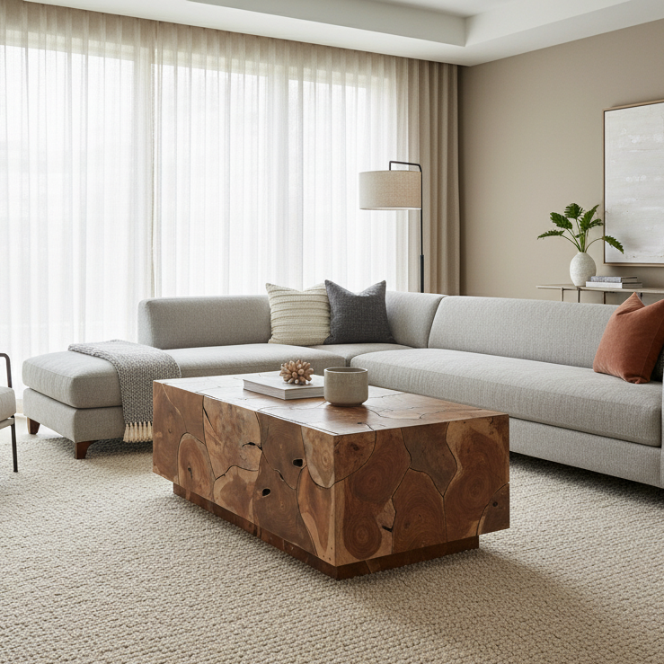 Unique Design "Puzzle" Teak Coffee Table 52"