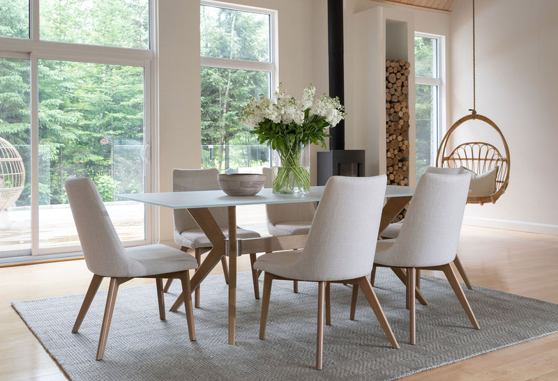 Canadel custom dining table and chairs, handcrafted in Canada from solid birch