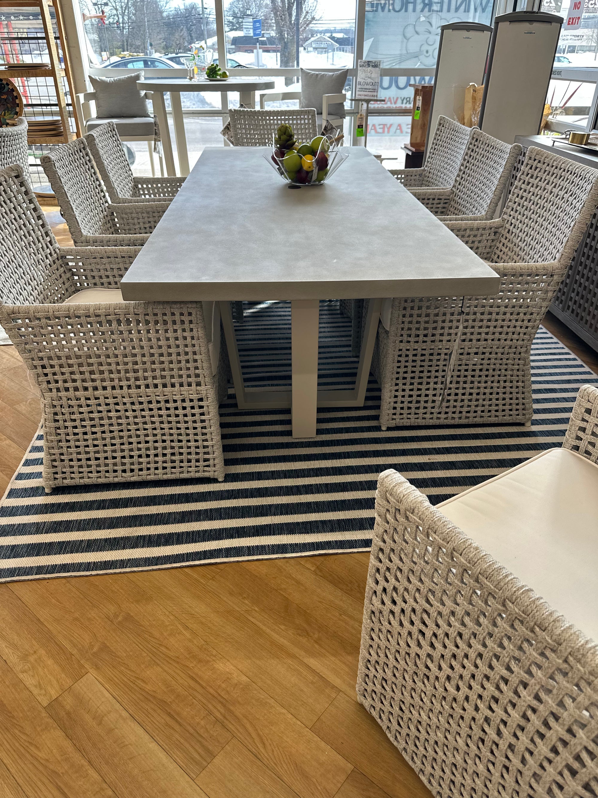 Universal Coastal Living South Beach 9-Pc Outdoor Dining Set (96" Table +8 Dining Chairs w Sunbrella Cushions)