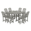 Polywood Outdoor Farmhouse Trestle 59&quot; Counter Height 9pc Dining Set