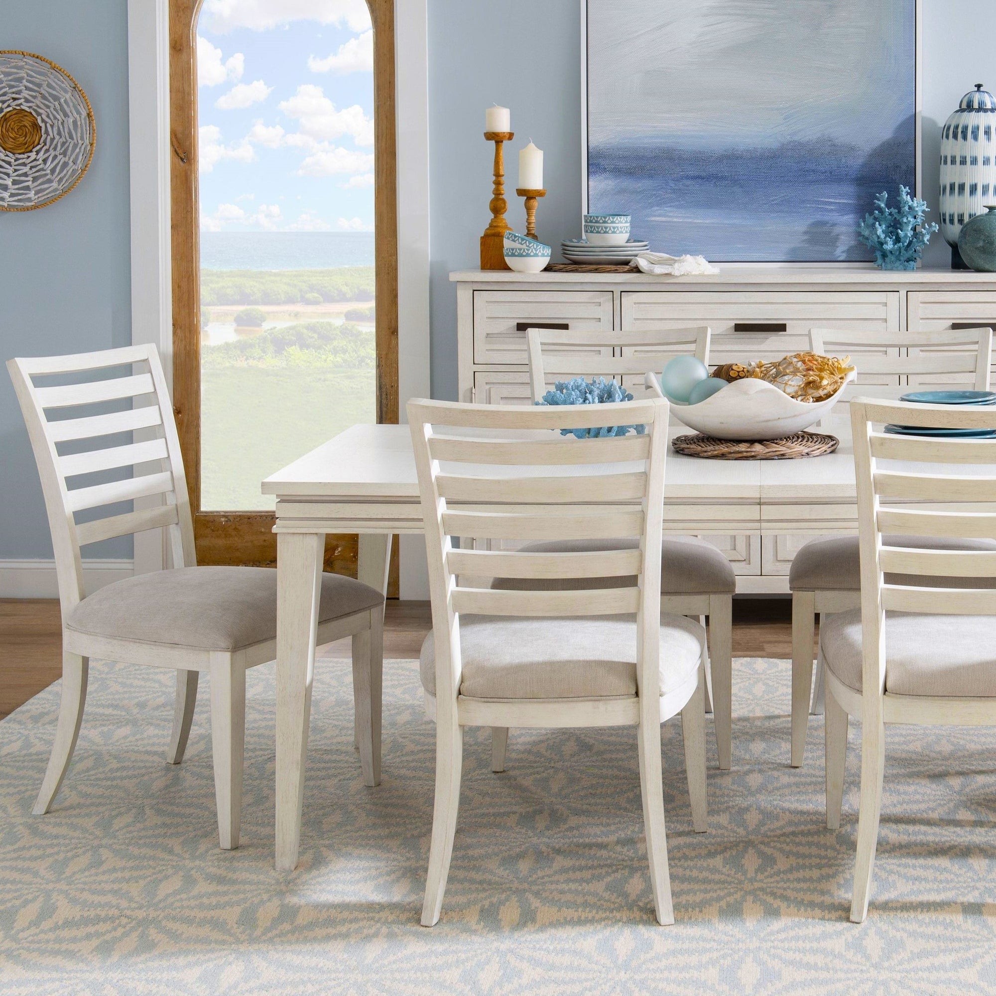 Coastal White Dining Set 7-Pc Extendable (74-92&quot;)