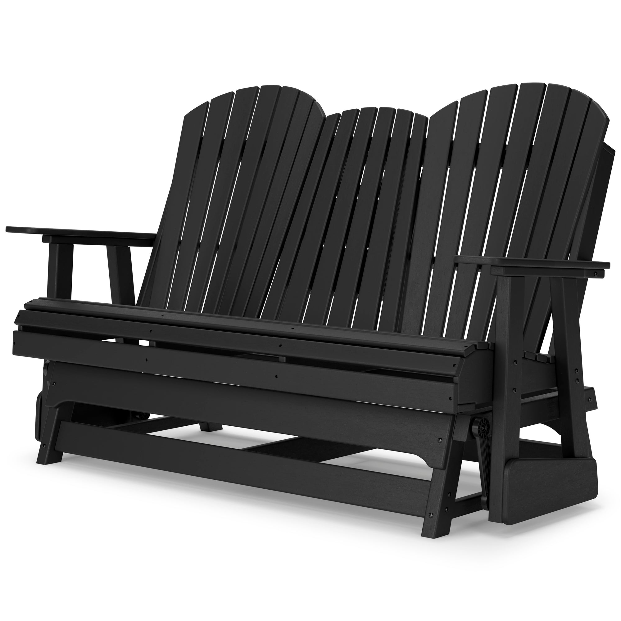 Poly Black Outdoor 67&quot; Swivel Glider Loveseat