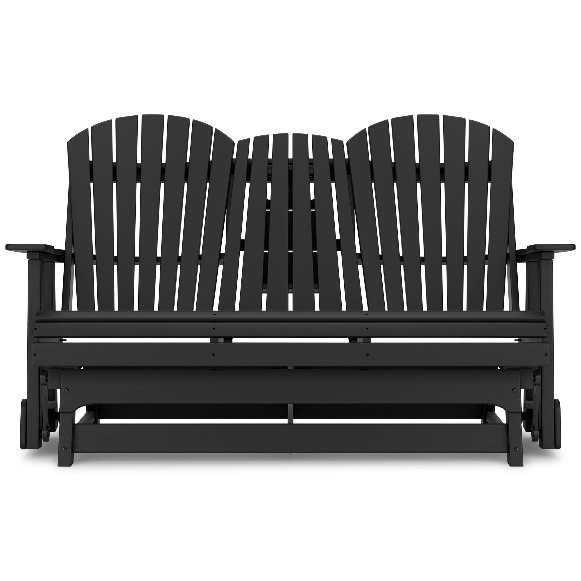 Poly Black Outdoor 67&quot; Swivel Glider Loveseat