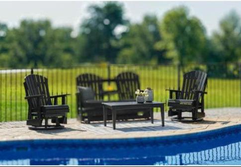 Poly Black 3-Piece Outdoor Swivel Glider Seating Set (2 Swivel Glider Chairs +Coffee Table)