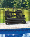 Poly Black Outdoor 67&quot; Swivel Glider Loveseat