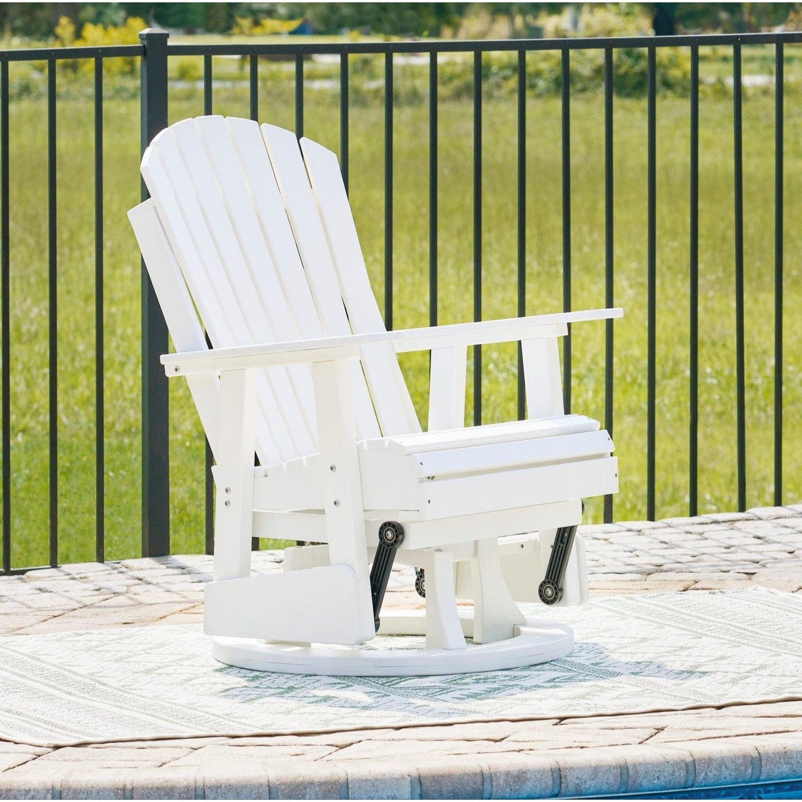 Poly White Outdoor Swivel Glider Chairs