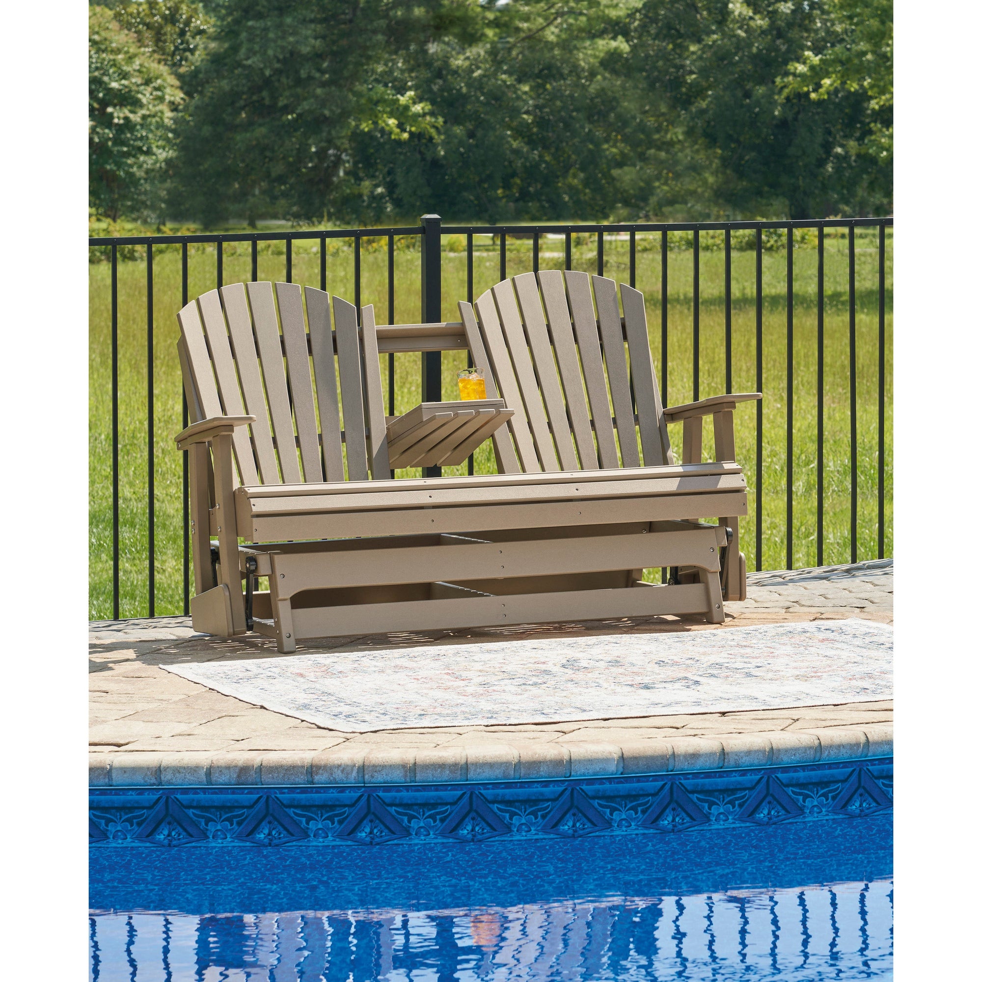 Poly Driftwood Outdoor 67&quot; Swivel Glider Loveseat