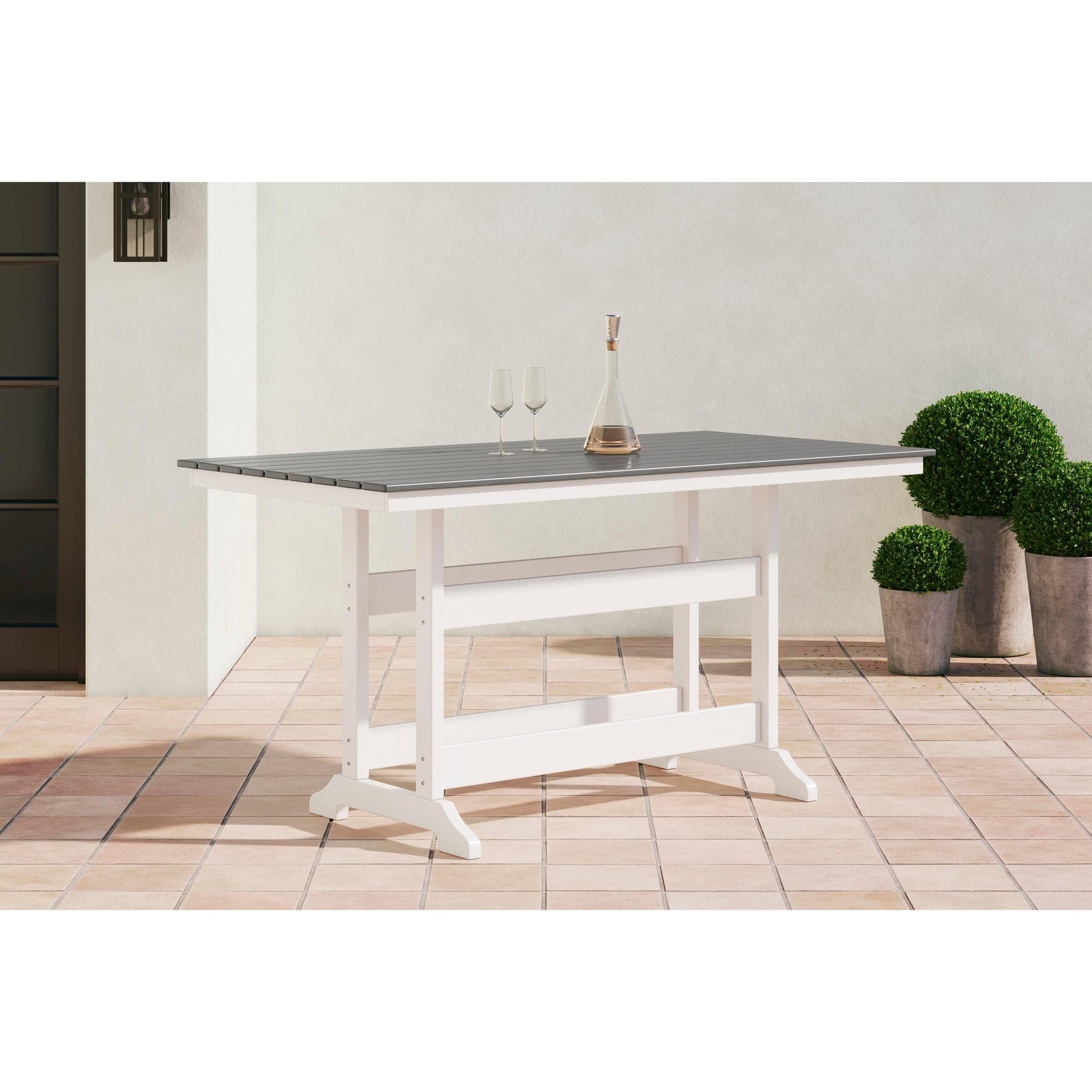 Poly Grey & White Two-Tone 72" Outdoor Counter Height Dining Table