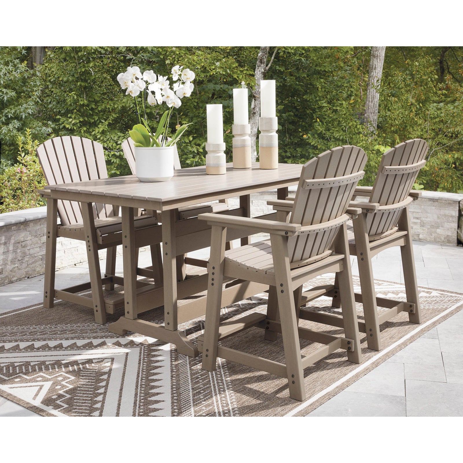 Poly Sand Outdoor 5-Pc Dining Set Counter Height 72"