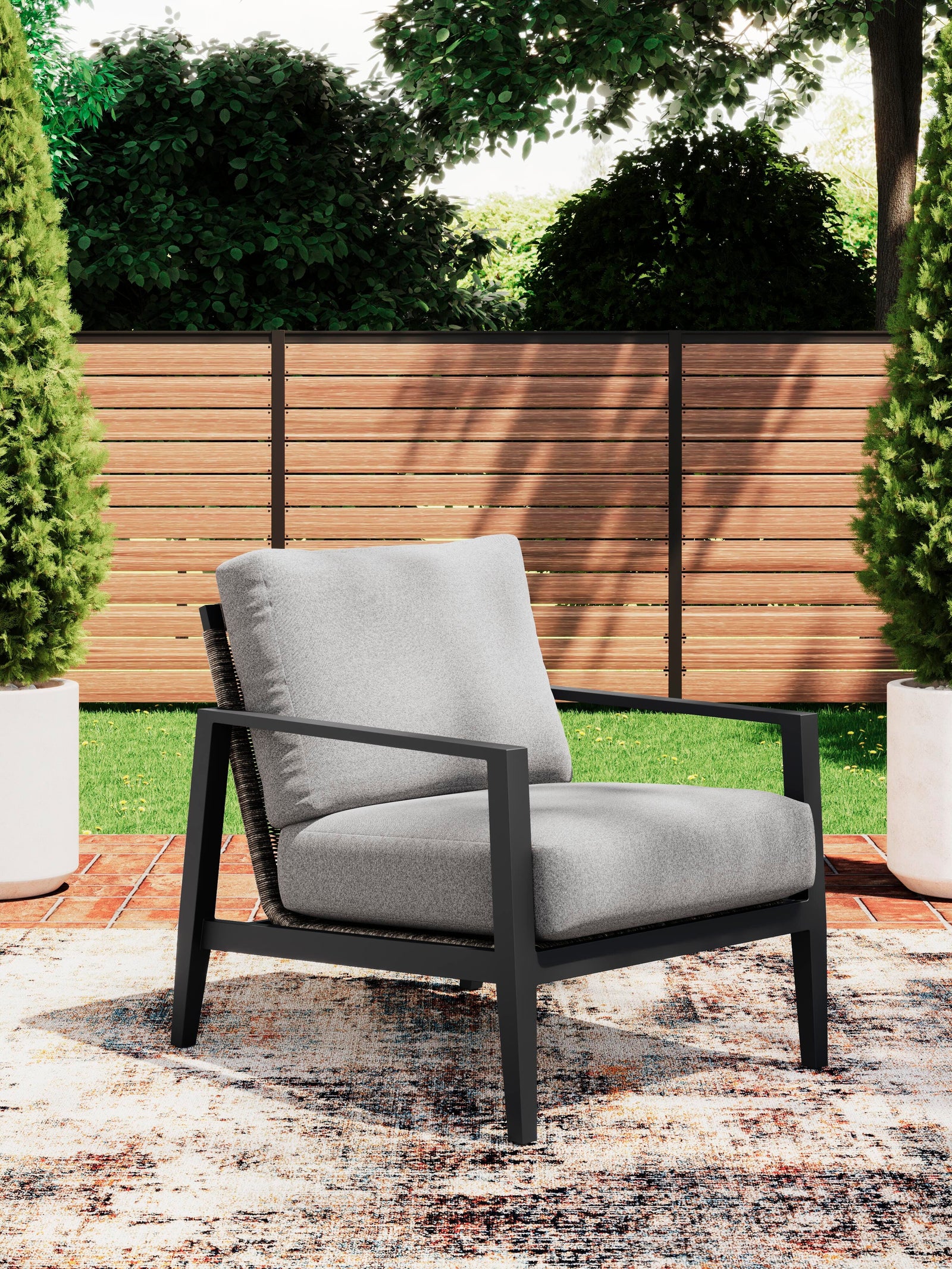 Black Woven Outdoor Club Chair