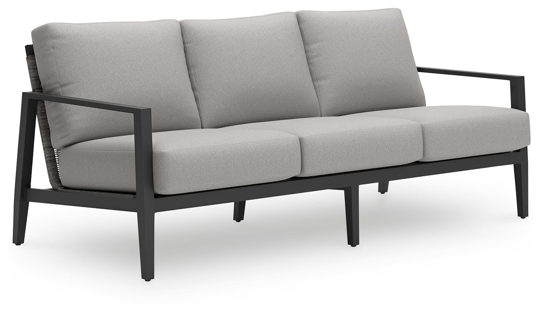 Black Woven Outdoor 78" Sofa
