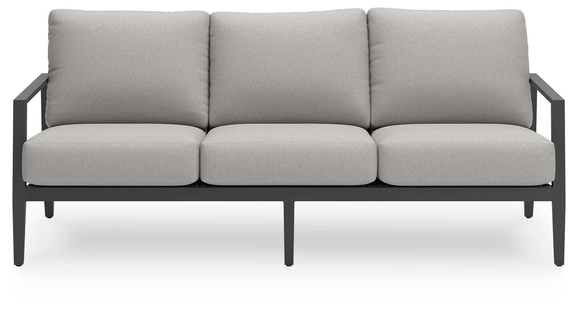 Black Woven Outdoor 78" Sofa