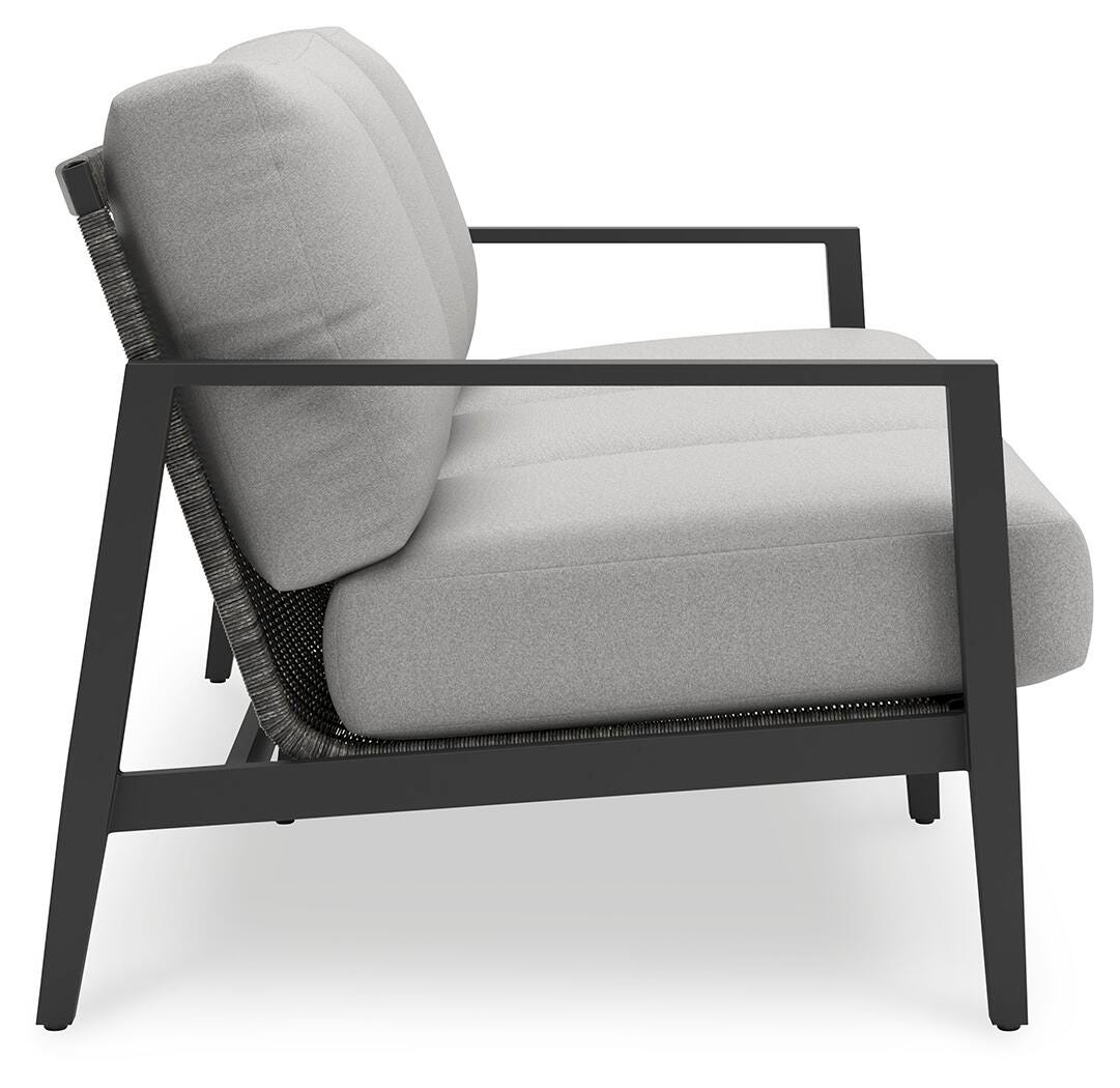 Black Woven Outdoor 78" Sofa