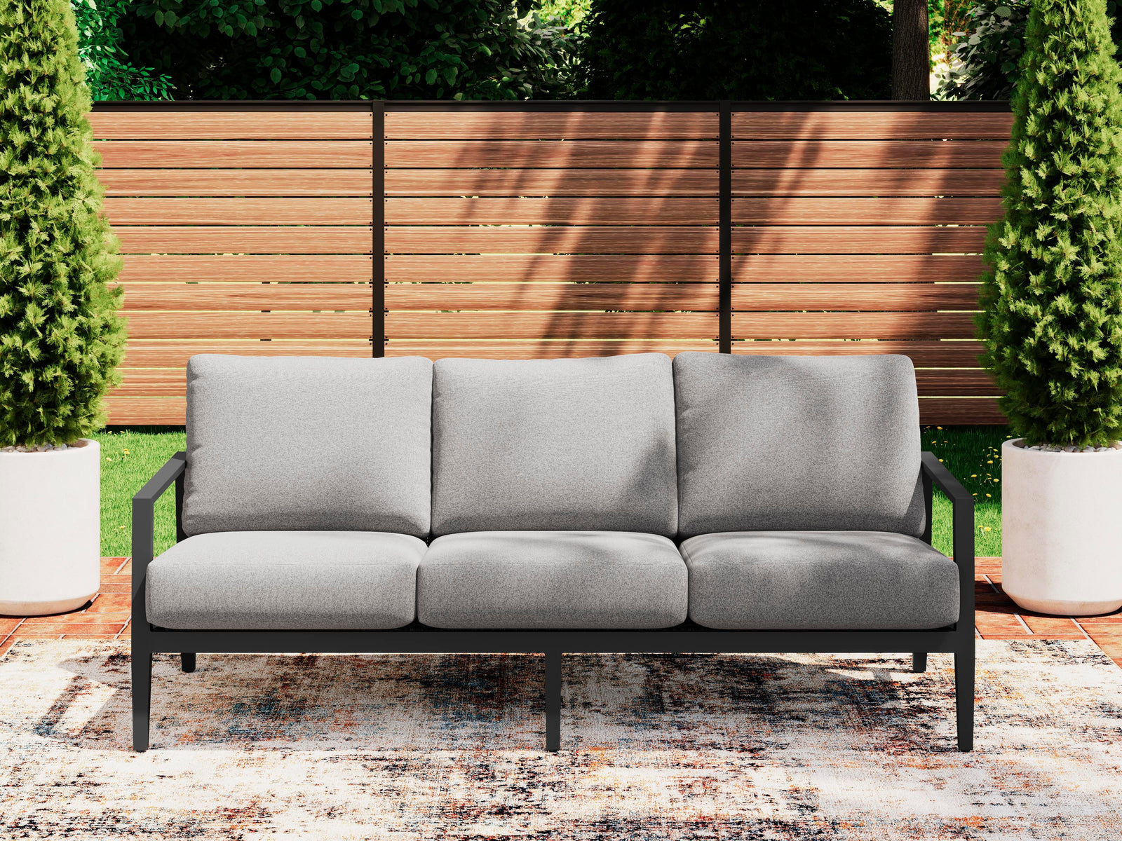 Black Woven Outdoor 78" Sofa