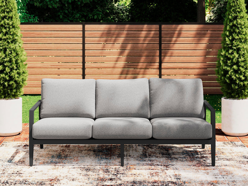 Black Woven Outdoor 78" Sofa