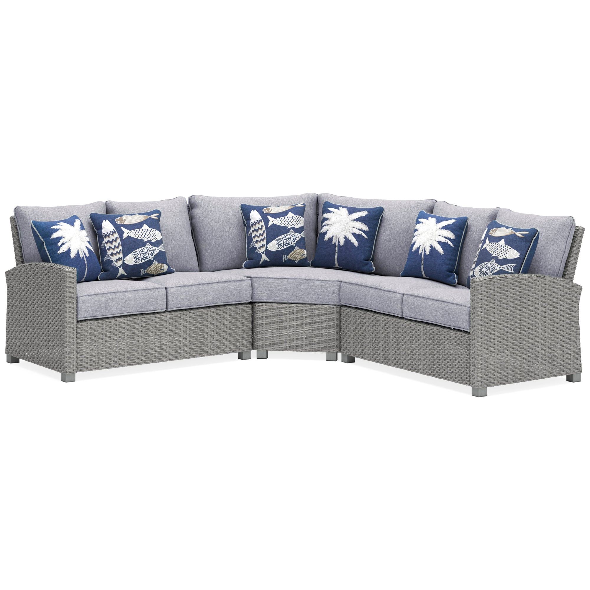 Sanibel Outdoor 5-Pc Set (3-Pc Sectional +Table +Bench)