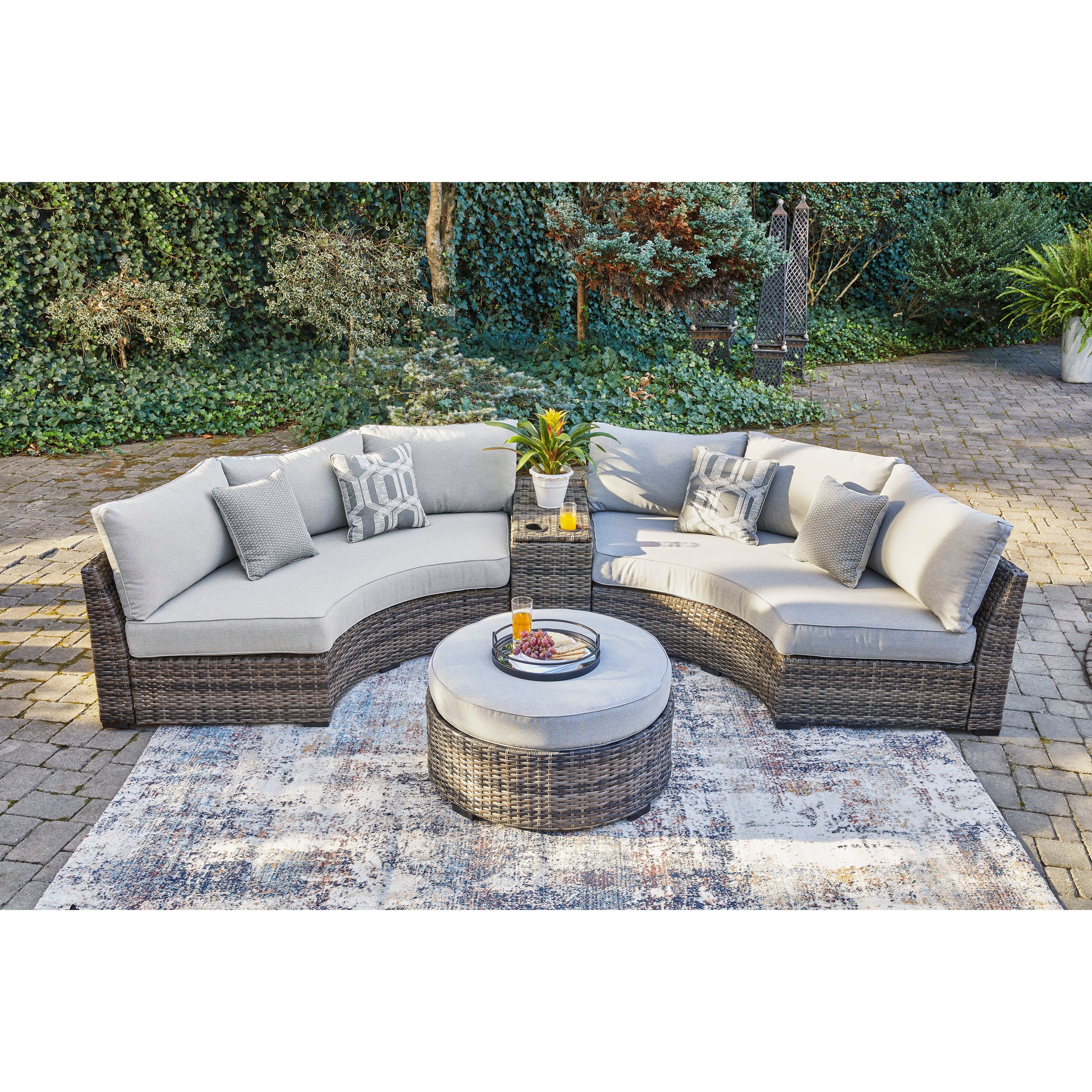 Montauk Curve Half Moon 3pc Sectional Set With Outdoor High