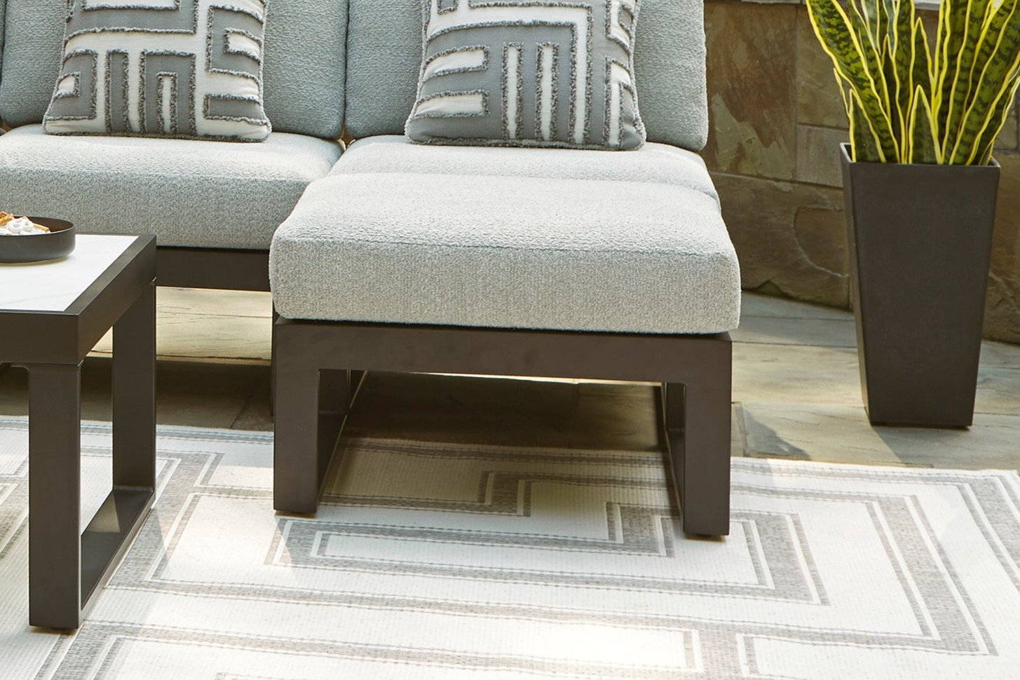 Modern Modular Outdoor 28" Square Ottoman with Cushion