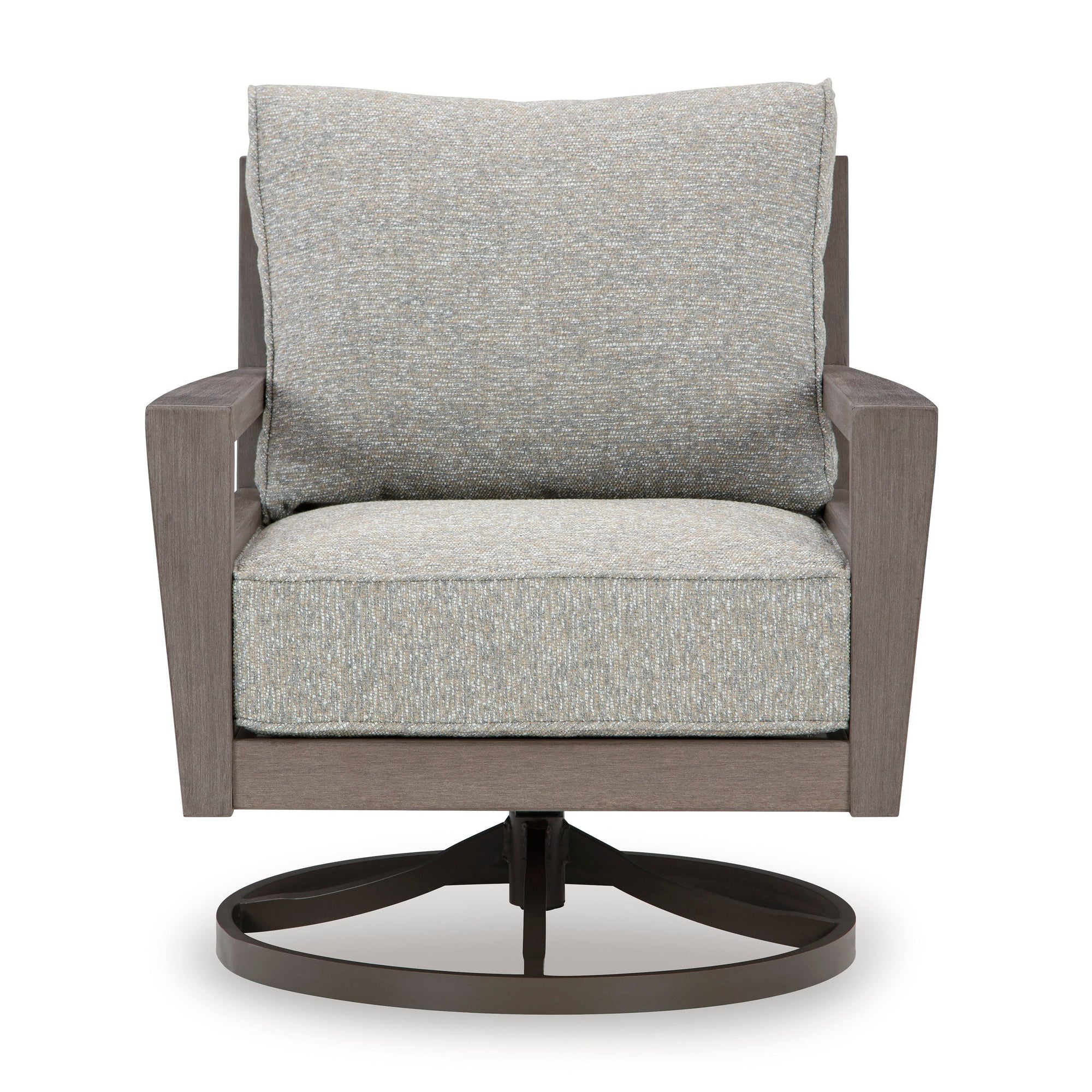 Poly Teak Taupe Swivel Rocker Club Chair