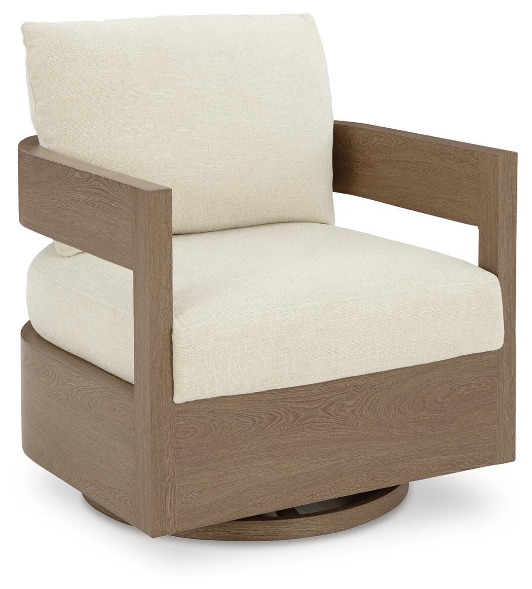 Modern Curve 3-Piece Outdoor Chat Set (2 Swivel Gliders + End Table)