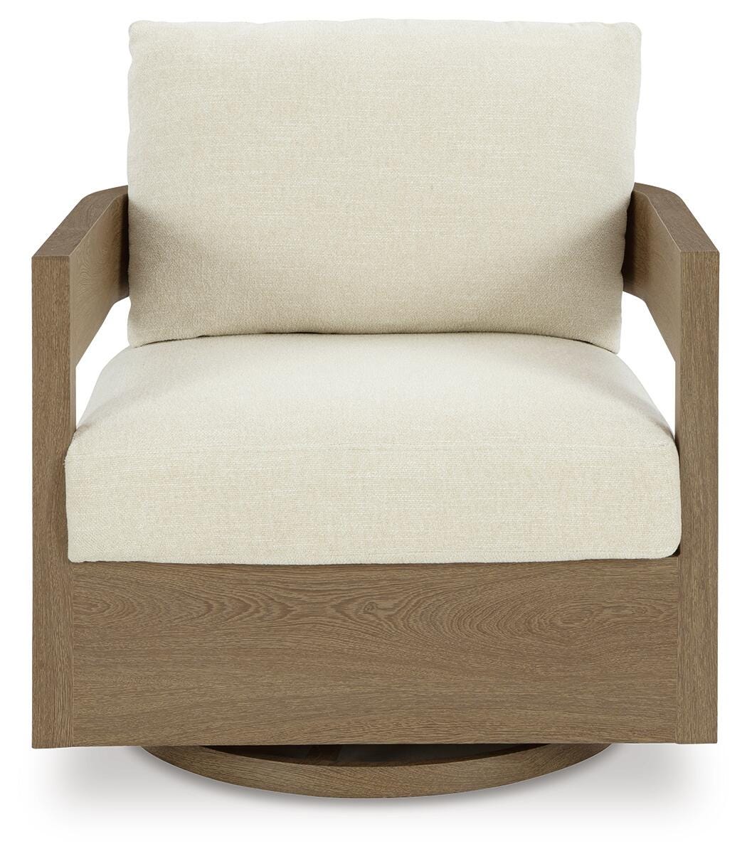 Modern Curve 3-Piece Outdoor Chat Set (2 Swivel Gliders + End Table)