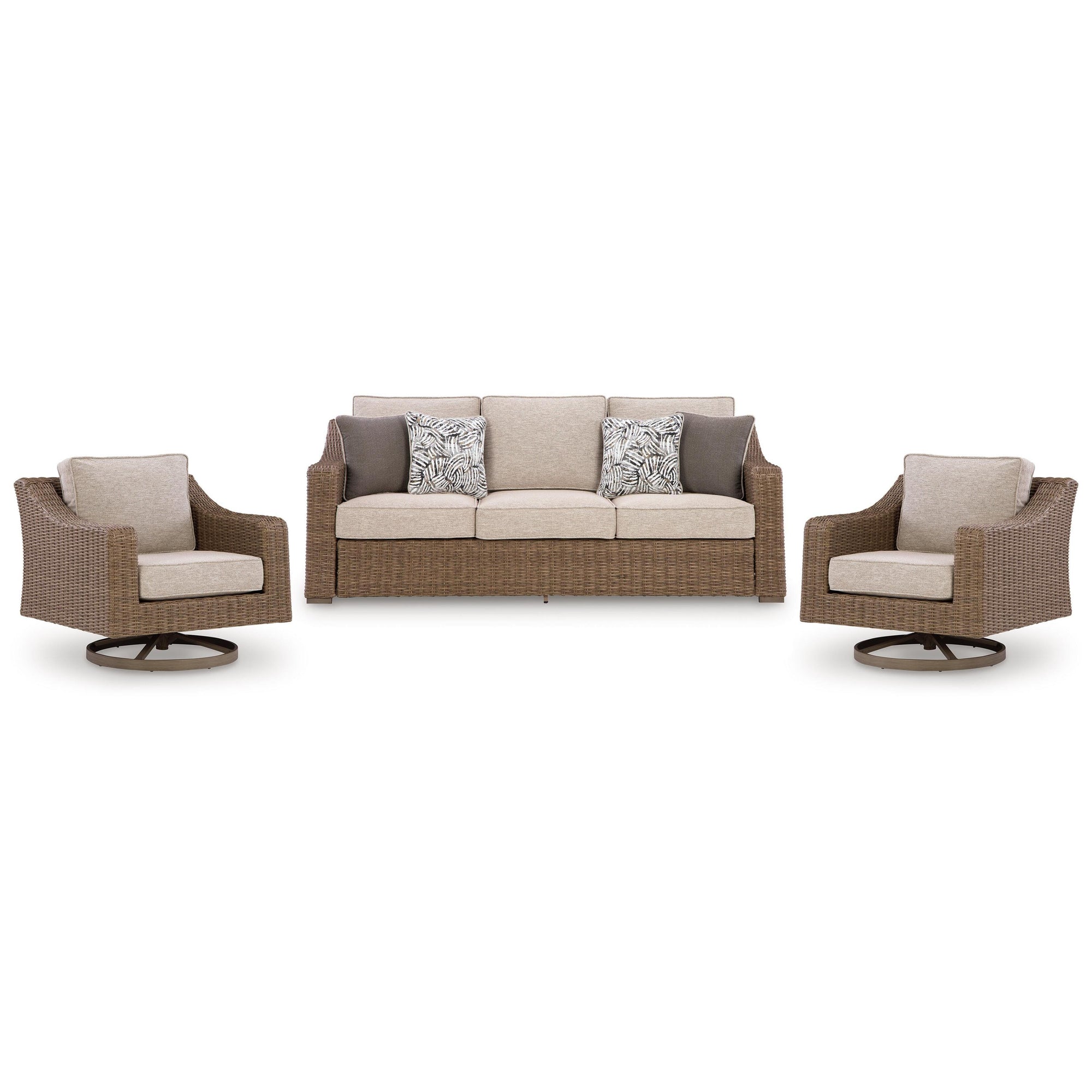 Fire Island Mist* 3-Piece Outdoor Seating Set (Sofa +2 Swivel Rockers)