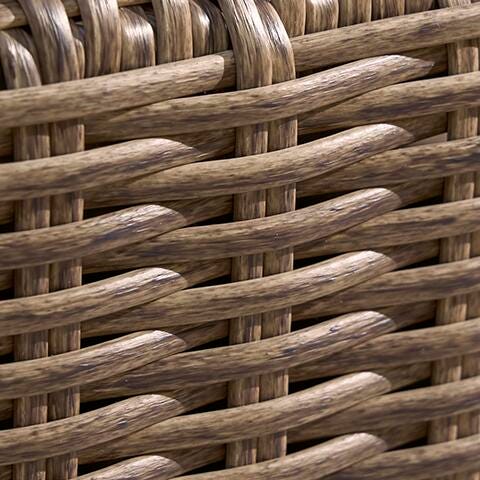 Fire Island Mist* driftwood resin wicker and beige performance fabric detail