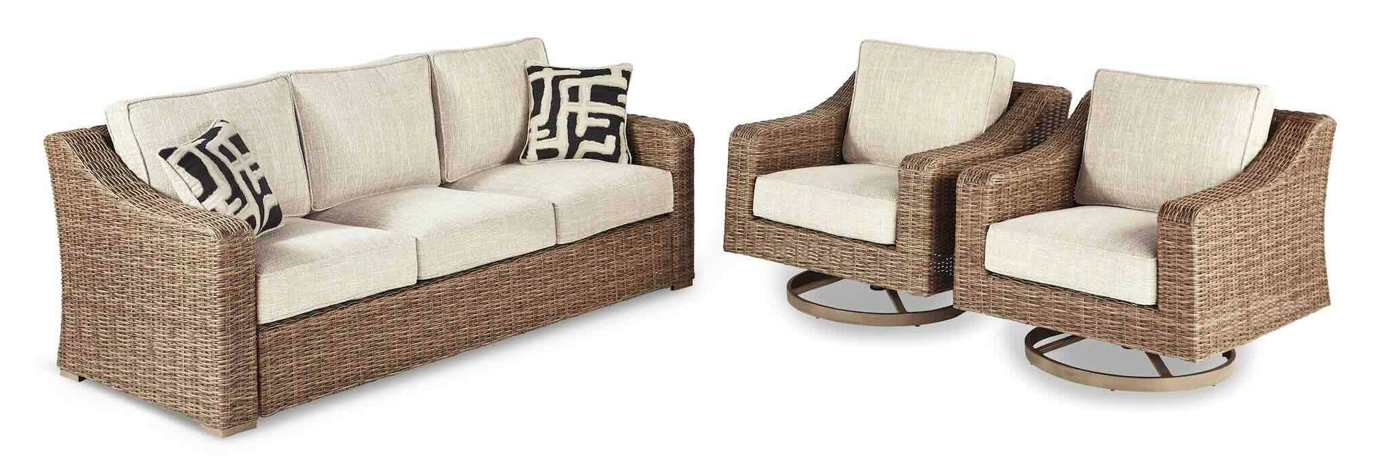 Fire Island Mist 3-Piece Outdoor Seating Set (Sofa +2 Swivel Rockers)