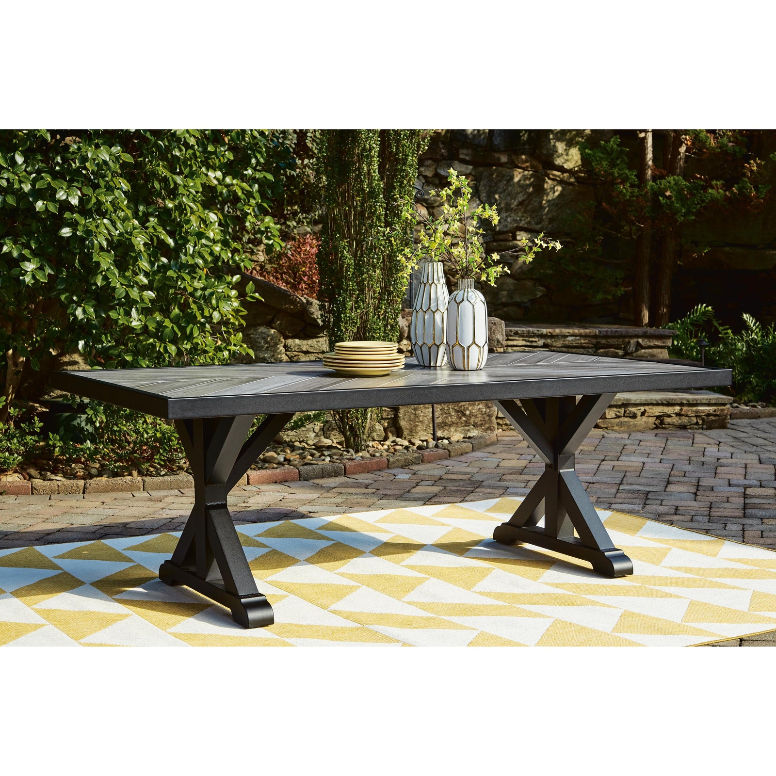 Fire Island Black Outdoor 84" Rect Dining Table