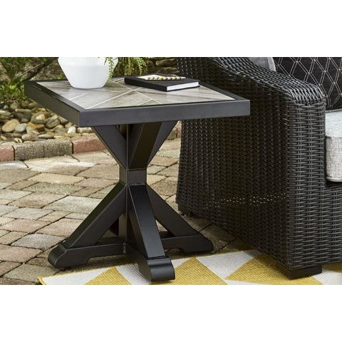Fire Island Black Outdoor 22" Square End Table - NEW