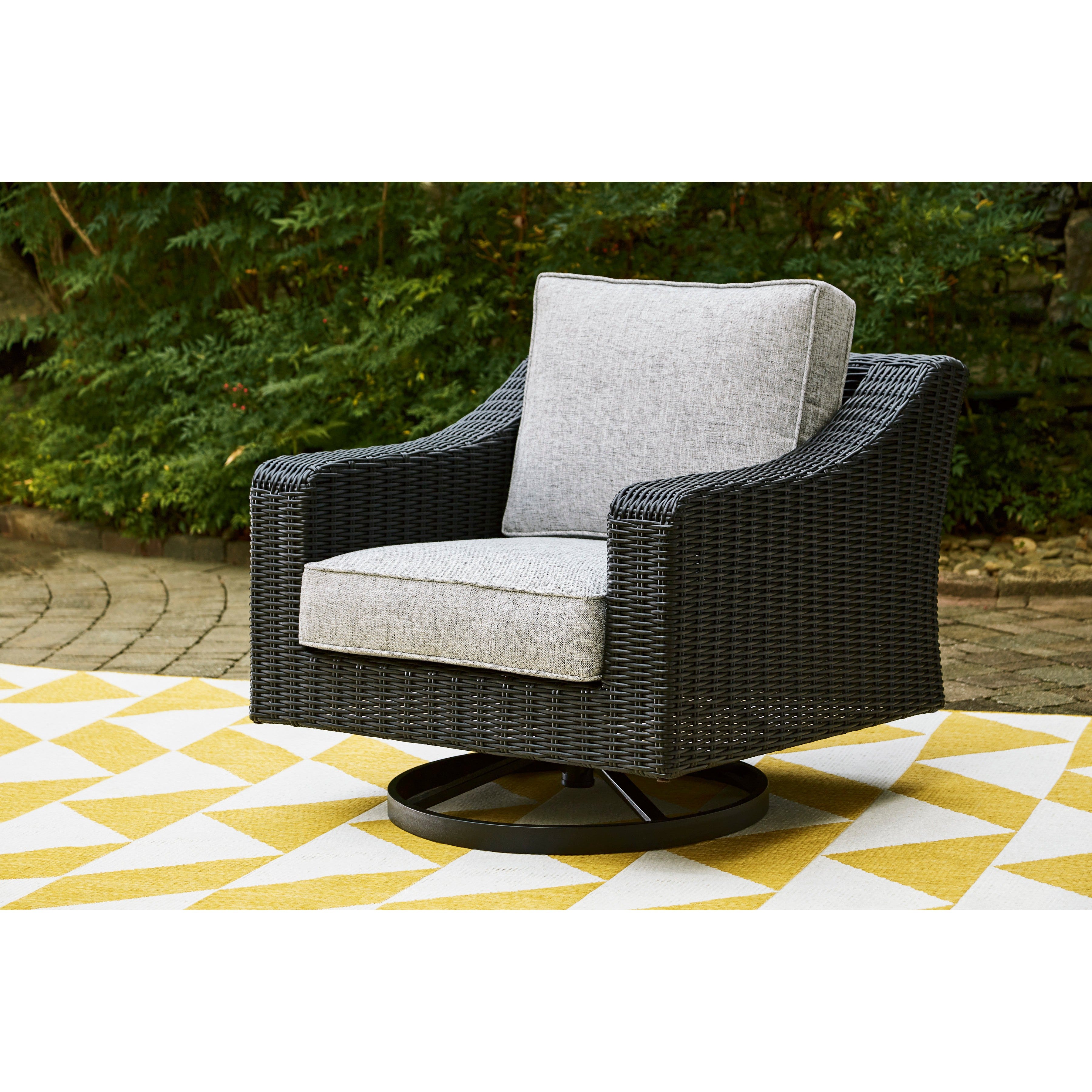 Fire Island Black Outdoor Swivel Rocker Chair peter andrews