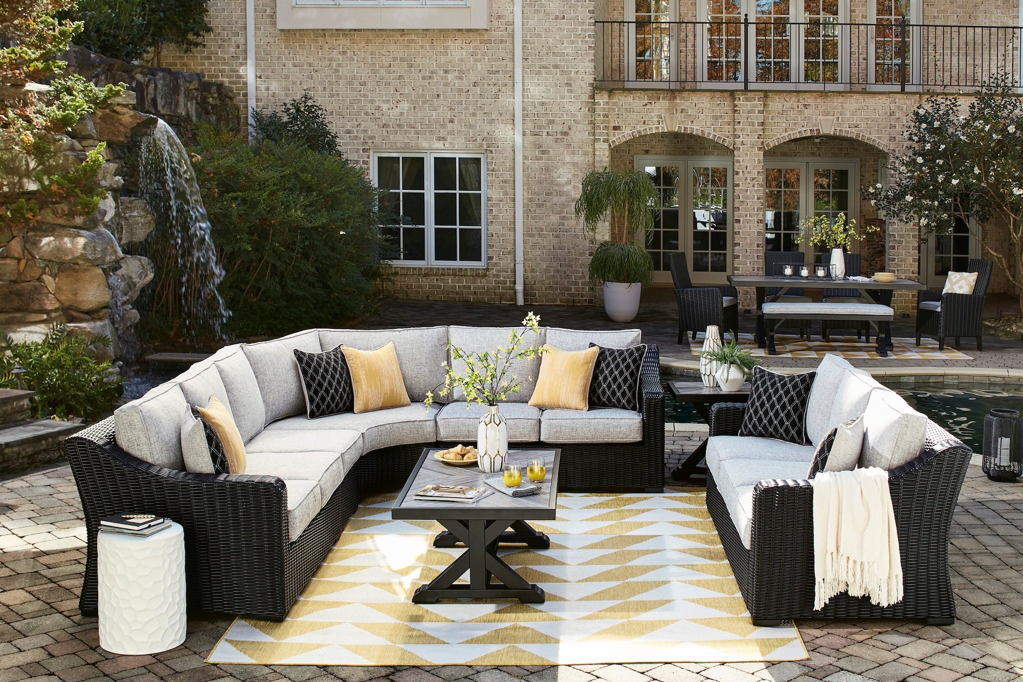 Fire Island Black Outdoor Sectional Set