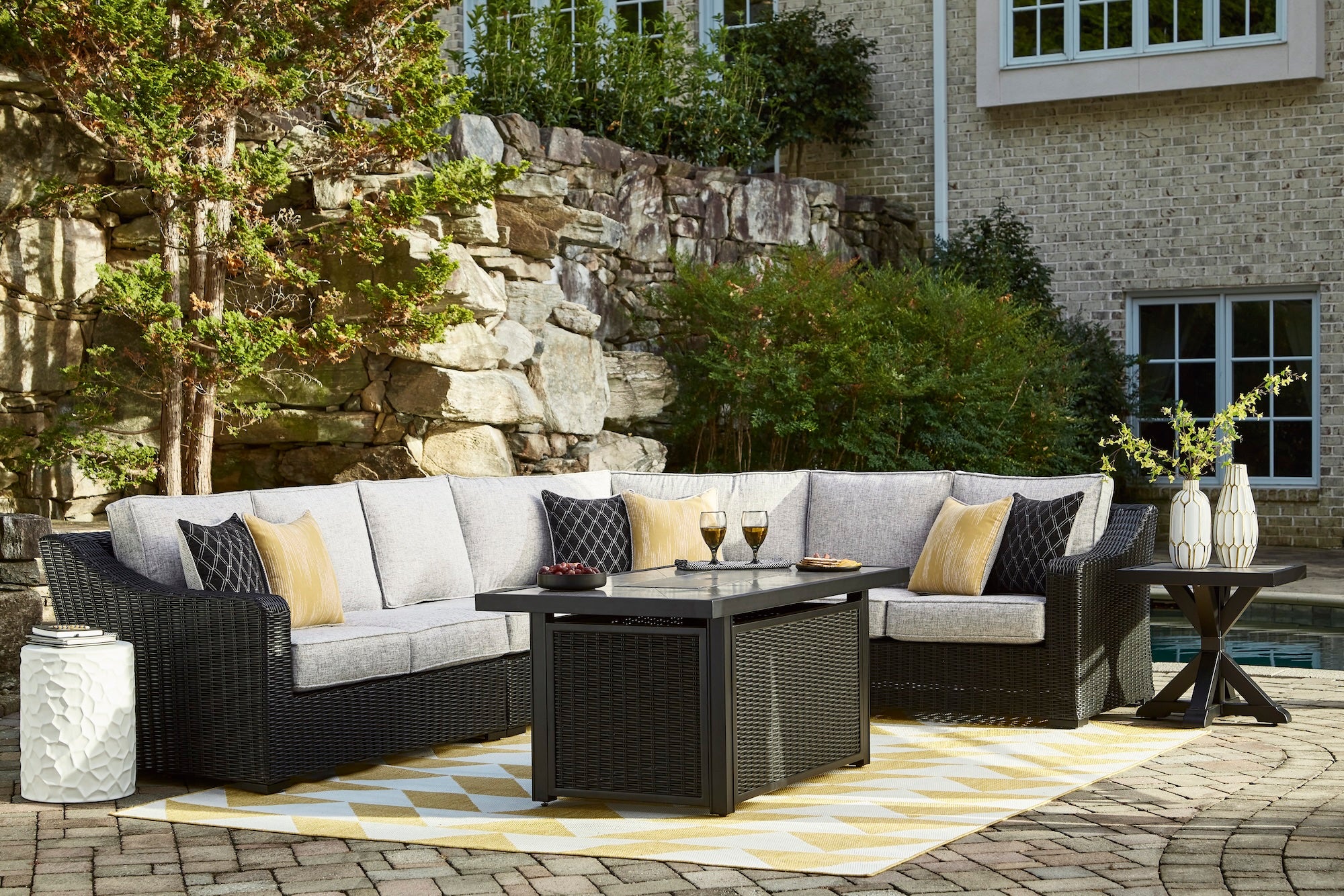 Fire Island Black Outdoor Sectional Set
