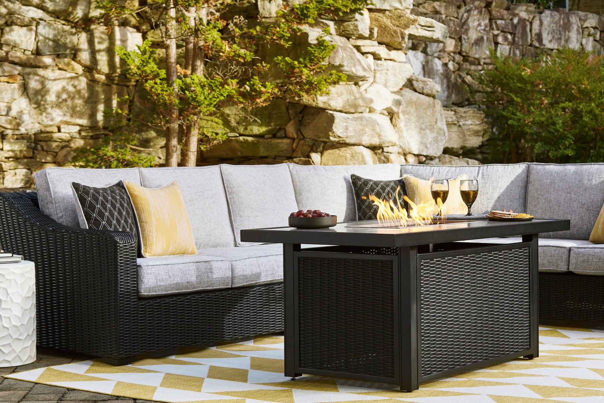 Fire Island Black Outdoor Sectional Set