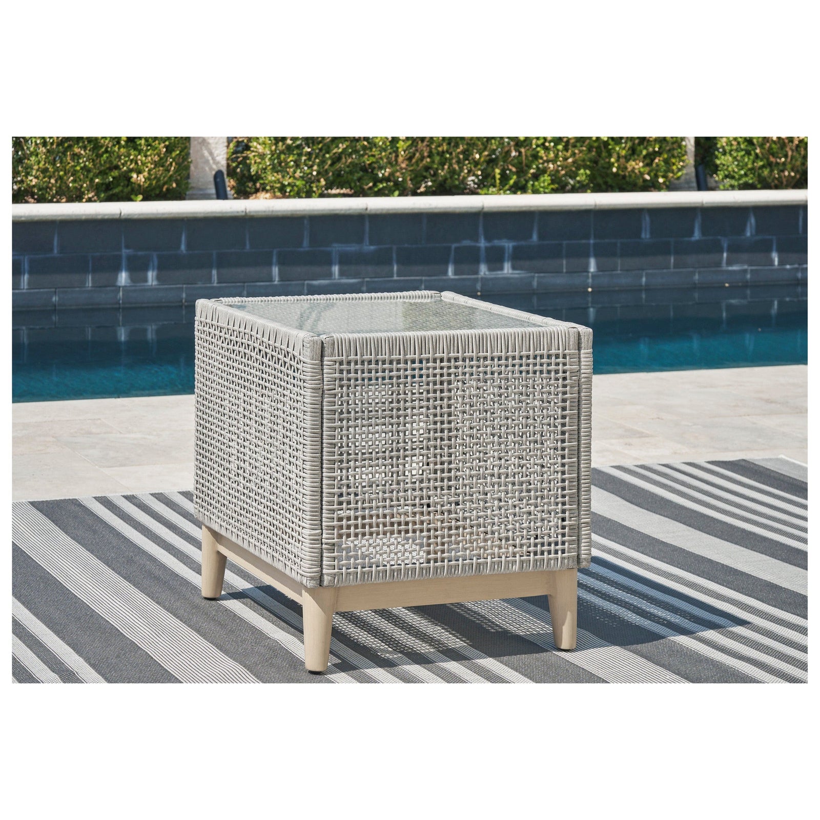 St Barts Open Weave  22" Square Side Table