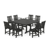 Polywood Outdoor Farmhouse Trestle 59&quot; Counter Height 9pc Dining Set