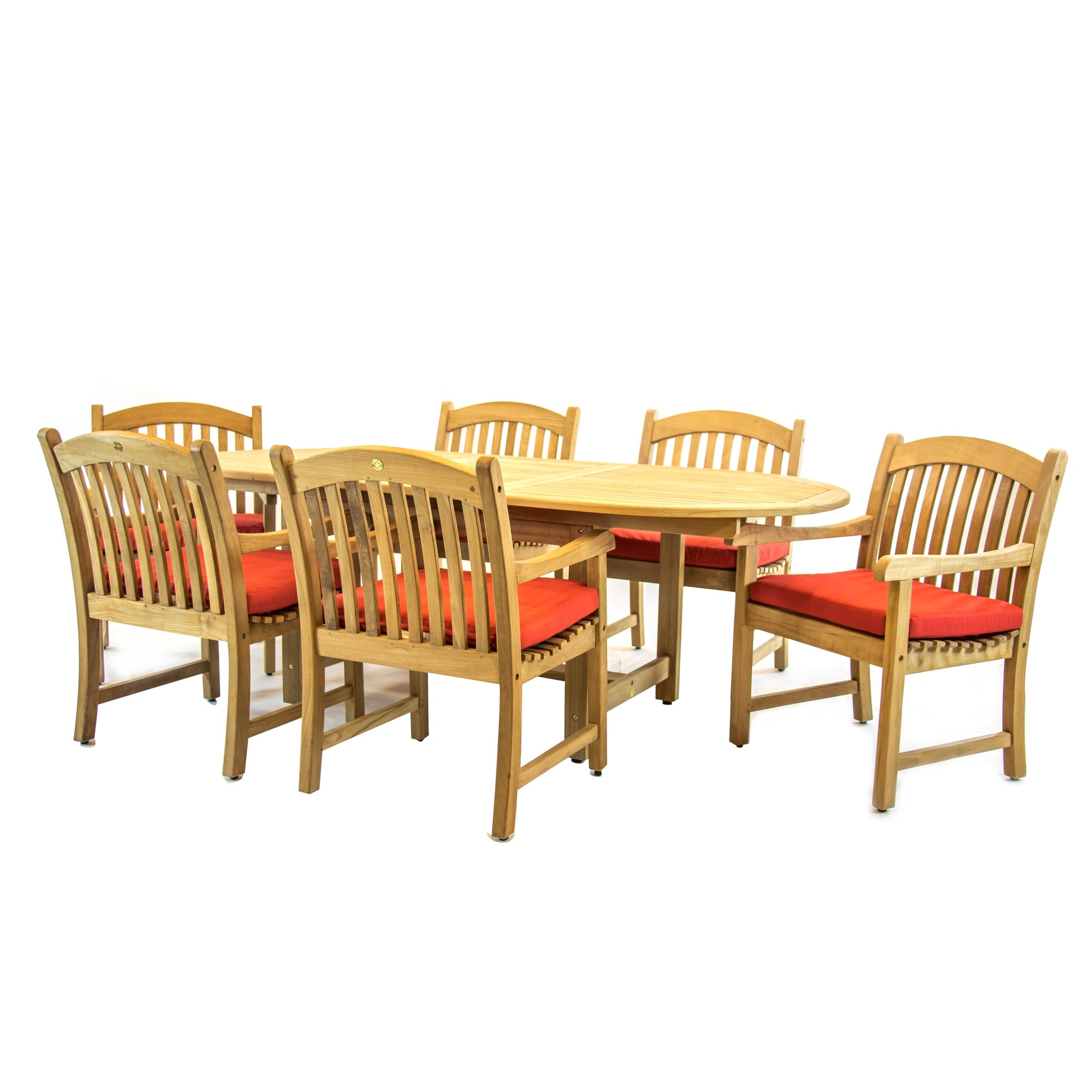 Harbour Teak Outdoor Dining Set (Teak Extendable Oval Table 71-95&quot; with 6 Teak Tista Armchairs +FREE Cushions +FREE Cover +FREE Umbrella)