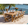 Rinjani Teak 94&quot; 9-Piece Outdoor Dining Set with 8 Yacht Folding Armchairs