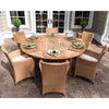 Yacht Teak 72&quot; Round  Drop Leaf 7-Piece Outdoor Dining Set with 6 Armchairs &amp; Free Cushions