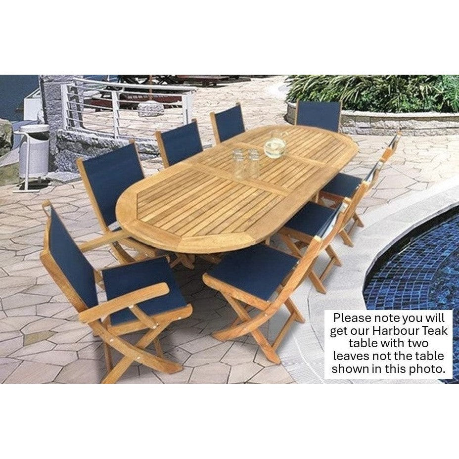 Harbour Teak 71-95" Oval Extendable 7-Piece Outdoor Dining Set with 6 Yacht Armchairs