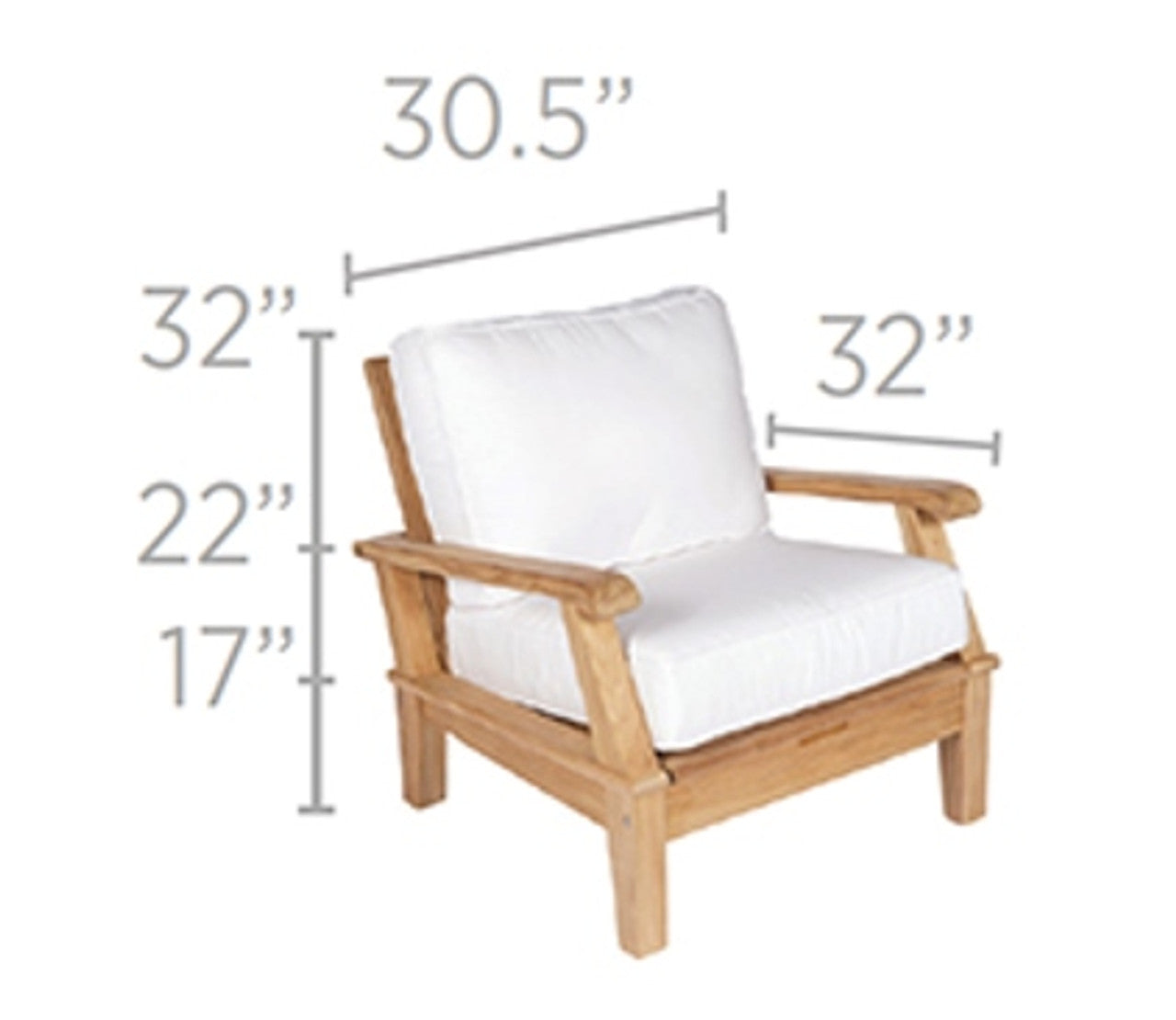 Biscayne Teak Reclining 3pc Outdoor Patio Seating Set with Sunbrella High-Performance Cushions