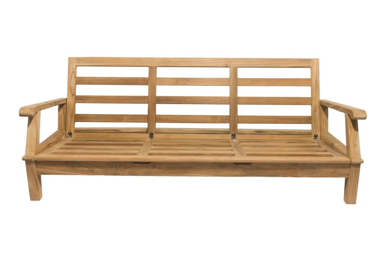 Biscayne Teak 79&quot; Outdoor Sofa - 3 Position Reclining  with Sunbrella High-Performance Cushions