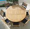 Yacht Teak 72&quot; Round  Drop Leaf 7-Piece Outdoor Dining Set with 6 Yacht Armchairs